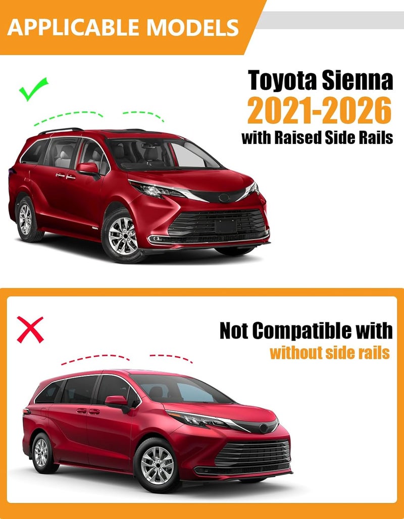 KINGGERI 300Lbs Lockable Roof Rack Cross Bars Compatible with Toyota Sienna 2021 2022 2023 2024 2025 2026, Anti-Theft Aluminum Roof Rails Crossbars Rooftop Cargo Basket Carrier Bag Luggage Rails - Image 2